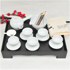 BC-23 백자 무지 받침 5인 다도세트 17p