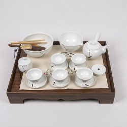 KA-32 수작 대잎 받침 5인다기 풀 다도세트 23p